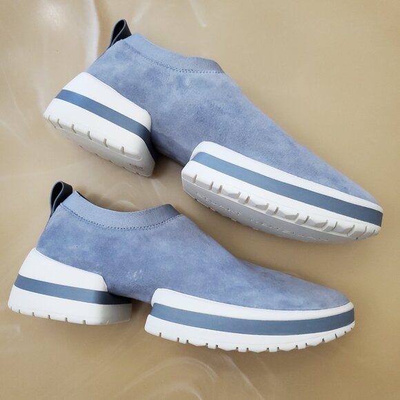 Stuart Weitzman Suede Slip On Sneakers in Dove Tail Blue Size 9 - Picture 5 of 15